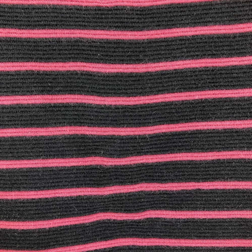 Talbots Womens Black & Pink Striped Short Sleeve Fit & Flare Knee Length Dress 6